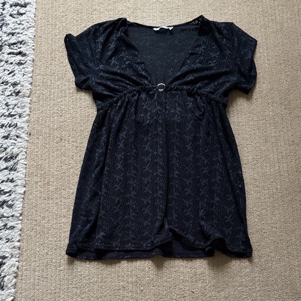 La Vie En Rose Aqua Beach Coverup Dress, size L, Black - Picture 2 of 8